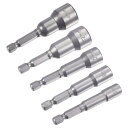 クイック変更ナットドライバービットセット 6.4 mm六角シャンク 6 mm 8 mm 10 mm 12 mm 14 mm磁気ナットセッタードリルビット メトリ...