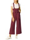 Allegra K サロペットパンツ ハイウエスト オーバーオール 前ボタン ワイドパンツ レディース ワインレッド L