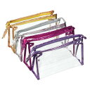 PATIKIL クリアトイレタリーバッグ 1セット/4個 PVC 防水 化粧バッグ 化粧ポーチ ジッパー付き 出張用 自宅保管用 パープル/ローズレッド/シルバー/ゴールデン