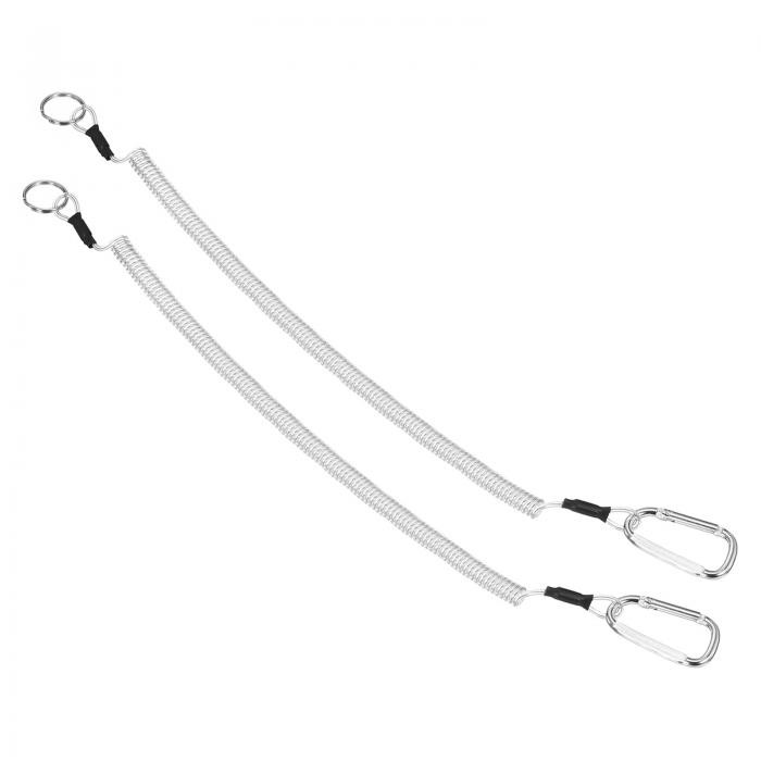 PATIKIL 43cm 螺旋ランヤード コイル状の安全ロープワイヤー 釣り道具用ストラップ 2個入り 伸縮可能 ..