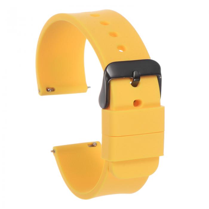 24mm幅クイックリリースソフトラバー交換用ウォッチストラップ 黒ステンレススチールバックル付き 男性..