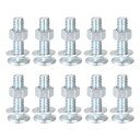 スクエアネックキャリッジボルト ナットとワッシャー付き 炭素鋼コーチボルトネジ 9.5 mm-16 x 1-13 mm 10セット