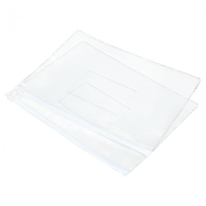 ジップ封筒ファイルバッグ ビルドキュメントポケット A5 サイズ PVC クリア オフィス ホーム用 ホワイト 10枚入り