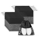 PATIKIL 旅行用シューズバッグ12インチ、12個の防塵ドローストリングバッグ 非織布 旅行用シューズ収納バッグ クリアウィンドウ付き 女性用 男性用 ハンドバッグ 財布用 黒