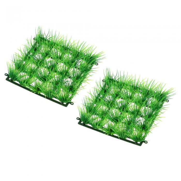 VOCOSTE 水族館人工プラスチック芝生 水族館装飾 草 水槽 景観植物装飾用 2個 グリーン 16x16 cm