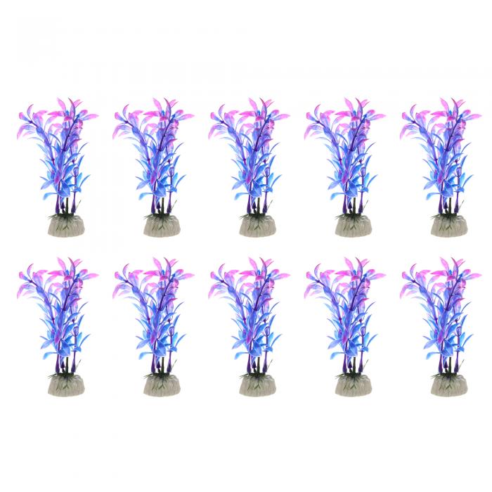 VOCOSTE 水族館プラスチック植物 人工水生植物 水槽 景観植物の装飾用 パープル 10個