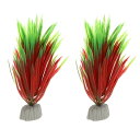 VOCOSTE 水族館プラスチック植物 人工水生植物 水槽 景観植物の装飾用 グリーン レッド 13 cm 2個