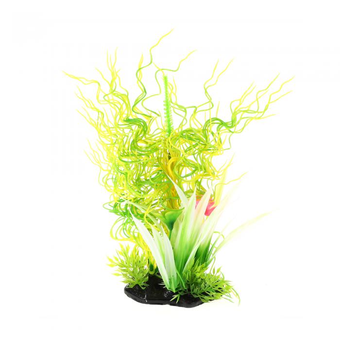 VOCOSTE 水族館プラスチック植物 人工水草 水槽植物装飾用 1個 グリーン イエロー