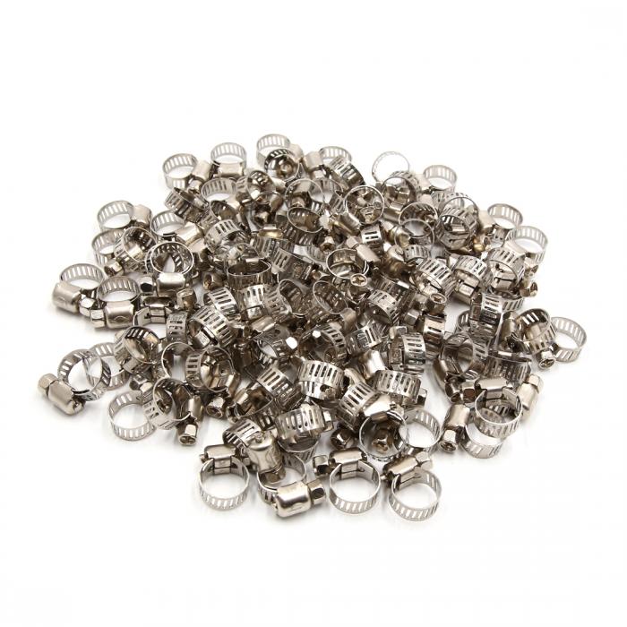 ホースクランプ 燃料ライン パイプチューブタイトクリップ 金属 車用 調整可能なドライブ 6-12 mm 100個