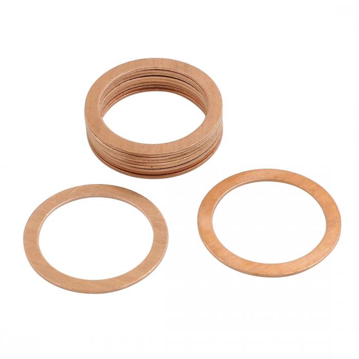 銅ワッシャー フラット シーリングガスケットリング 車用 内径27mm 銅トーン 10個入り