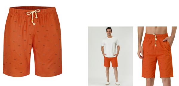 Lars Amadeus ショートパンツ ボードショーツ スイムショーツ エラスティックウエストバンド ポケット付き 柄 ビーチ メンズ オレンジ 28