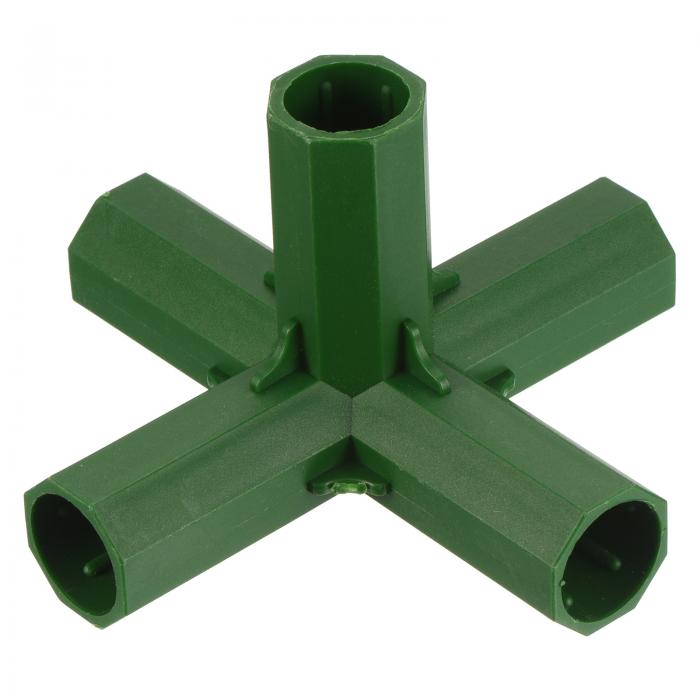 園芸フレームコネクタ プラスチック エルボー 5方向 パイプ継手ジョイント 植物ステークス フェンシング 日よけ ポールビルド用 17mm グリーン 25個