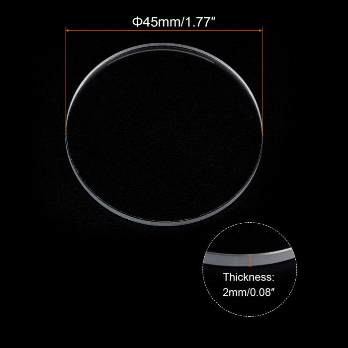 2個セット ウォッチクリア水晶レンズガラス 45mm直径 2mm厚 ラウンドフラットミネラル高透過ウォッチガラス交換部品 ウォッチメーカー修理用