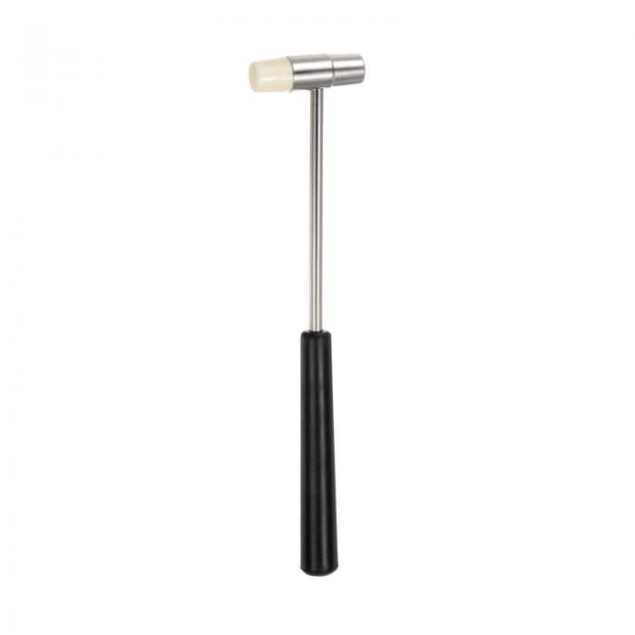 ダブルフェース小型プラスチック金属槌 7" ラウンドデュアルヘッドマルチ機能マレット ソフト/ハードチップ付き 宝石時計手芸用 黒