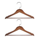 B17 ソリッド洋服ハンガー スーツハンガー コートハンガー 滑り止め Uノッチ レトロ ステンレス鋼フック付き 380mm長さ 2個入り