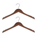 木製パンツハンガー レトロコートハンガー 衣類掛けハンガー Uノッチ 360°スイベルラウンドフック付き 440mmmm長さ 2個入り