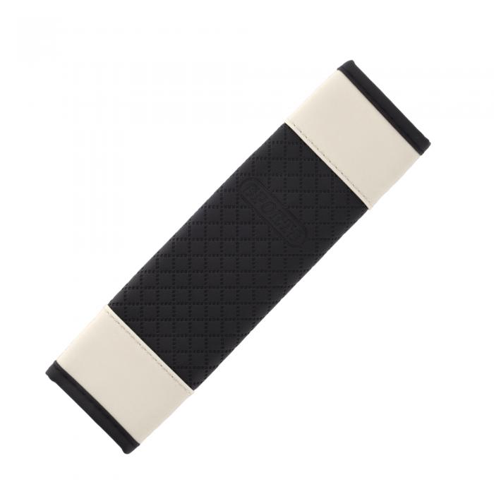 Hihaha シートベルトカバー チェック柄 / バックパックショルダーパッド 多機能 シートベルトパッドカバー トラック 車 SUV 用 / 快 適 通気性 フォーレザー 6.5x23cm / 1個 ホワイト