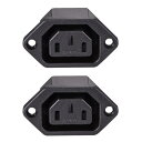 IEC C13ソケット 250V AC 10A 3ピン 49.5x28x27.5mm IECインレットモジュール ストレート 2個入り