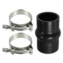 ストレートハンプカプラーシリコンホース 長さ102 mm Tボルトクランプ付き インタークーラーチューブ配管 ユニバーサル 内径52 mm 黒い