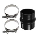 ストレートハンプカプラーシリコンホース 長さ102 mm Tボルトクランプ付き インタークーラーチューブ配管 ユニバーサル 内径76 mm 黒い