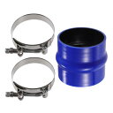 ストレートハンプカプラーシリコンホース 長さ102 mm Tボルトクランプ付き インタークーラーチューブ配管 ユニバーサル 内径102 mm ブルー