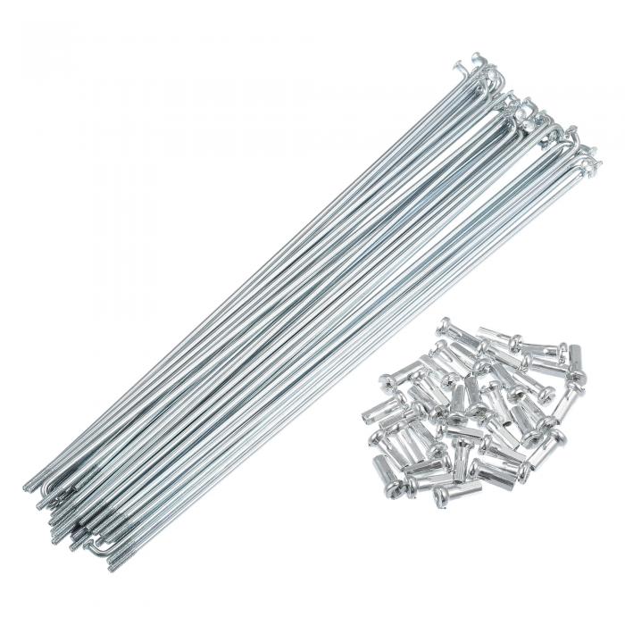 X AUTOHAUX 36本入り 14G Jベンド自転車用亜鉛メッキスポーク サイクルスポーク ブラスニップル付き スチールスポーク マウンテンバイク MTB用 187mm