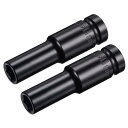 ポイントインパクトソケット 13 mmドライブx11 mmディープインパクトソケット 熱処理済み CR-V鋼 長さ80 mm 6ポイントメトリックサイズ 2個入...
