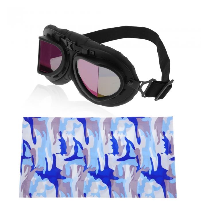 TUCKBOLD 1セットのオートバイ用ライディングゴーグル 折りたたみ可能なPC PUポリウレタン アウトドアスポーツサングラス モトクロス ダートバイク ATV マルチカラーレンズ ブラックフレーム(2)