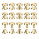 25パック真鍮シカゴスクリュー 3x8mmフラットヘッドスクリューバックバインディングポストネイルスタッドリベット DIYレザークラフトベルトストラップ用 真鍮...