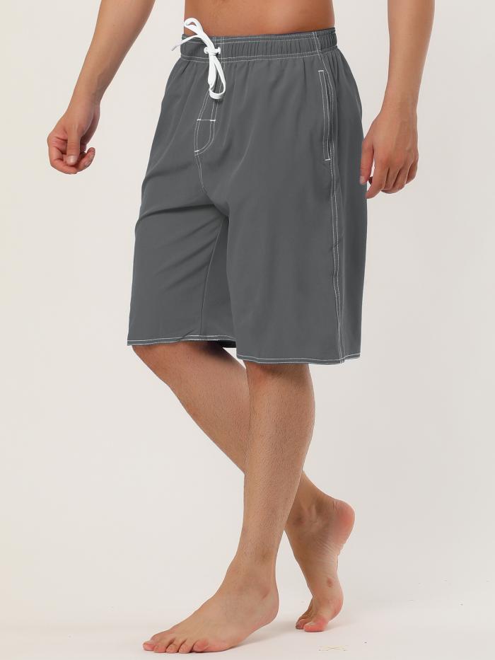 Lars Amadeus メンズ 水着 サーフパンツ ボードショーツ 海パン 海水パンツ ドローストリング ビーチパンツ グレー 34