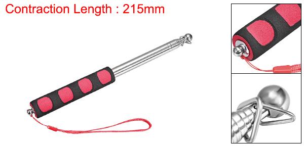 ハンドヘルドフラッグポール 伸縮式 スポンジハンドルティーチングポインター ステンレス製ガイドフラッグポール ツアーガイド用 レッド 3.28FT / 1M