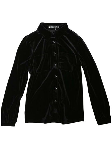 Allegra K ブラウス 長袖 ベルベットシャツ ポイント襟 ポケットフロント ボタンダウン ワーク レディース ブラック S Allegra K ブラウス 長袖 ベルベットシャツ ポイント襟 ポケットフロント ボタンダウン ワーク レディース ブラック S
