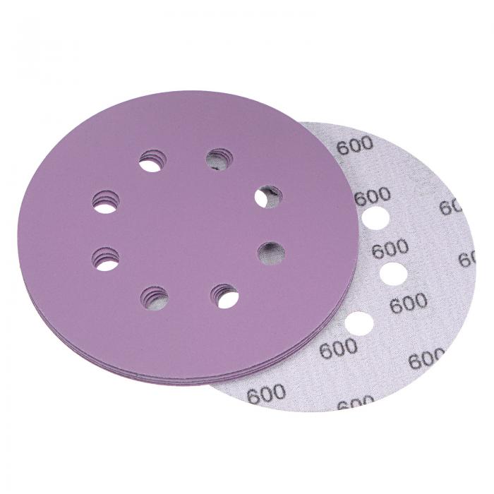 パープルサンディングディスク 600グリット 8穴 フックアンドループ プロ 酸化アルミニウムサンドペー..