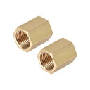 黄銅管継手コネクタ ストレート六角ニップルカプラー Gメスねじ ゴールドトーン G1 / 4 x G1 / 4(2個)