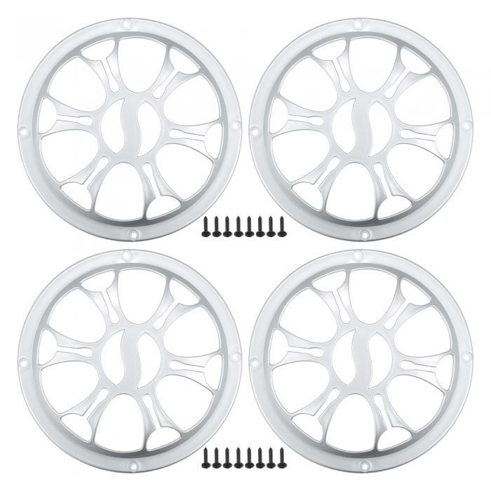 ACROPIX ユニバーサル6インチカースピーカーグリルカバー ラウンド6インチオーディオスピーカーサブウーファーガードプロテクターケース マウンティングスクリュー付き ABSシルバートーン - 4個セット