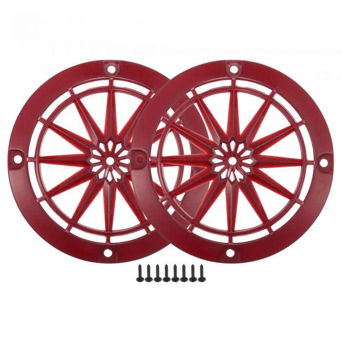 ACROPIX ユニバーサル3インチカースピーカーグリルカバーラウンド3インチオーディオスピーカーサブウーファーガードプロテクターケースマウントネジ付きABSレッド-2個セット