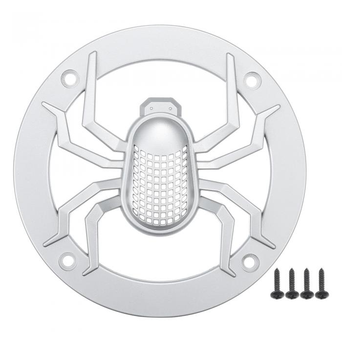 ACROPIX ユニバーサル4インチカースピーカーグリルカバーメッシュラウンド4インチオーディオスピーカーサブウーファーガードプロテクターケースマウントネジ付きABSシルバートーン-1個パック