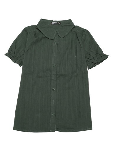 Allegra K シャツ 丸襟 半袖 コットン 花柄 カジュアル 夏 トップス レディース ダークグリーン XL Allegra K シャツ 丸襟 半袖 コットン 花柄 カジュアル 夏 トップス レディース ダークグリーン XL