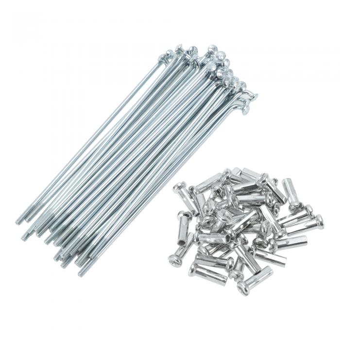 TUCKBOLD 自転車スポーク バイクホイールスポーク シルバートーンニップル 1セット 14G 82mm 長さ 炭素鋼 亜鉛メッキ