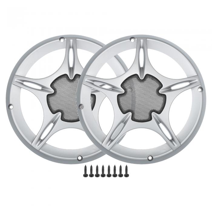 ACROPIX ユニバーサル15.2cmカースピーカーグリルカバーメッシュラウンド15.2cmオーディオスピーカーサブウーファーガードプロテクターケースマウントネジアイアンシルバートーン-2個セット