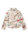 Allegra K ブレザー ジャケット 長袖 プリント ノッチドラペル 前開き オープンフロント ショート丈 レディース ベージュ 花柄 M