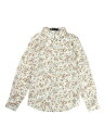 Allegra K 花柄シャツ ブラウス 長袖 おしゃれ ボタンダウン 通勤 オフィス カジュアル レディース ホワイト1 XL