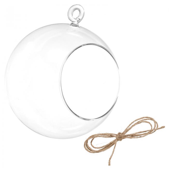 PATIKIL 丸い地球のテラリウム エアープランター 100mm 高ホウケイ酸塩 ガラス吊り飾り 多肉植物 チラ..