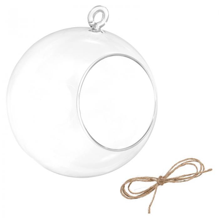 PATIKIL 丸い地球のテラリウム エアープランター 135mm 高ホウケイ酸塩 ガラス吊り飾り 多肉植物 チラ..