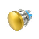 モーメンタリ押しボタンスイッチ マッシュルームヘッド 丸いスタートボタン 金属 AC/DC 12V-250V 16 mm 金トーン