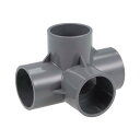 4方向PVCフィッティングエルボー PVC家具 灌漑スプリンクラー用 PVCエルボーフィッティング グレー 40mm、1個