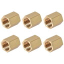 黄銅管継手コネクタ ストレート六角ニップルカプラー Gメスねじ ゴールドトーン G3 / 8 x G3 / 8(6個)