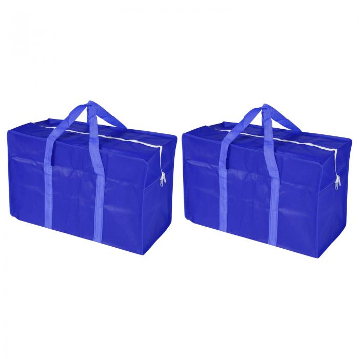 PATIKIL クローゼット収納袋 防水 洋服 毛布 オーガナイザーバッグ 持ち手付き 寝具用 70 cm長さ ブルー 2個