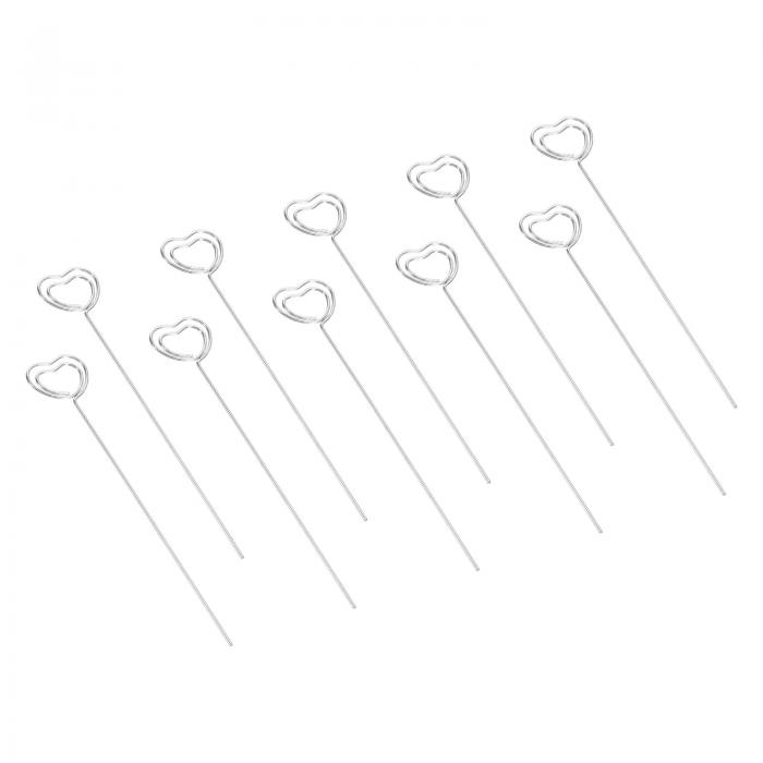 PATIKIL 120mm 金属線の場所カードのホールダー 30個 写真 ピクチャー 花柄 ピック ハート型クリップ パーティー 会議 結婚式 ディスプレイ DIY用 シルバートーン