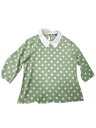 Allegra K 襟付き 水玉 ブラウス 丸襟 トップス 七分袖 可愛い カジュアル スリムフィット ハロウィン衣装 レディース 緑 M(4)